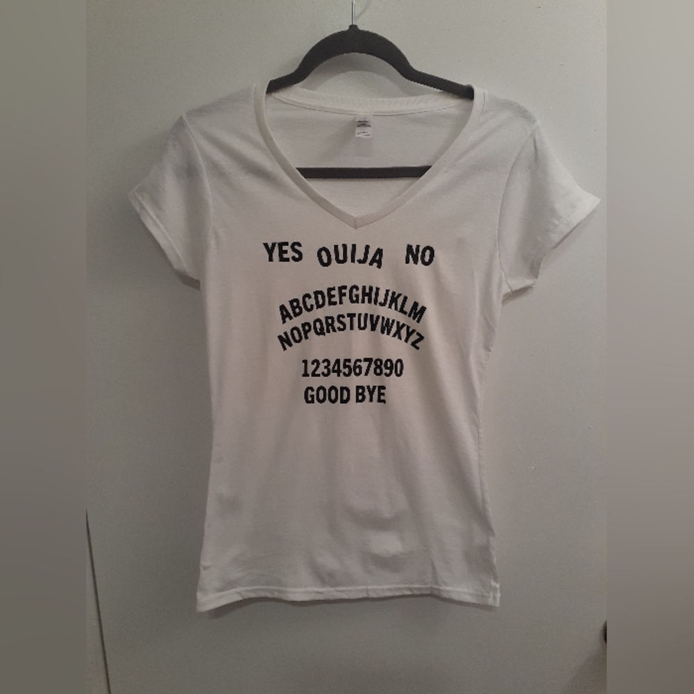 Ouija board white v neck t shirt boutique item size S